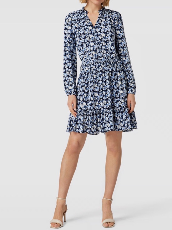 Lauren Ralph Lauren Dresses & Skirts - Women's Navy Blue Floral Long-Sleeve Midi Dress
